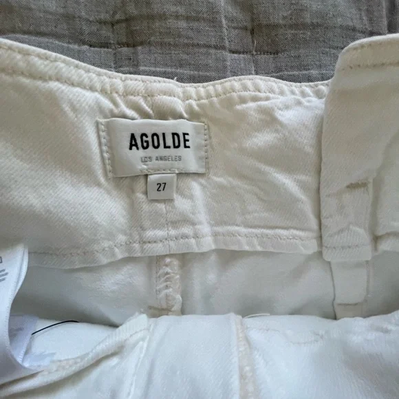 Agolde Celia White Paperbag Belted Denim Women’s Shorts — White size 27 - Picture 9 of 12